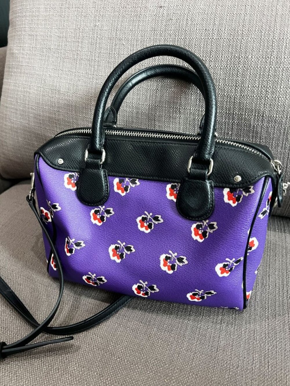 NWOT COACH Mini Bennett Crossbody Satchel Bag Purse Purple Leather Bramble Rose - Picture 7 of 12